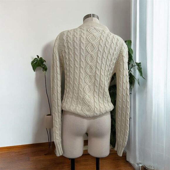 Craig Noble Ivory Cream 90s Cable Knit Sweater Dad Grandpa Small Medium - Picture 2 of 6